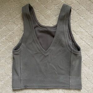 lululemon ribbed softstreme cropped tank top in sage green